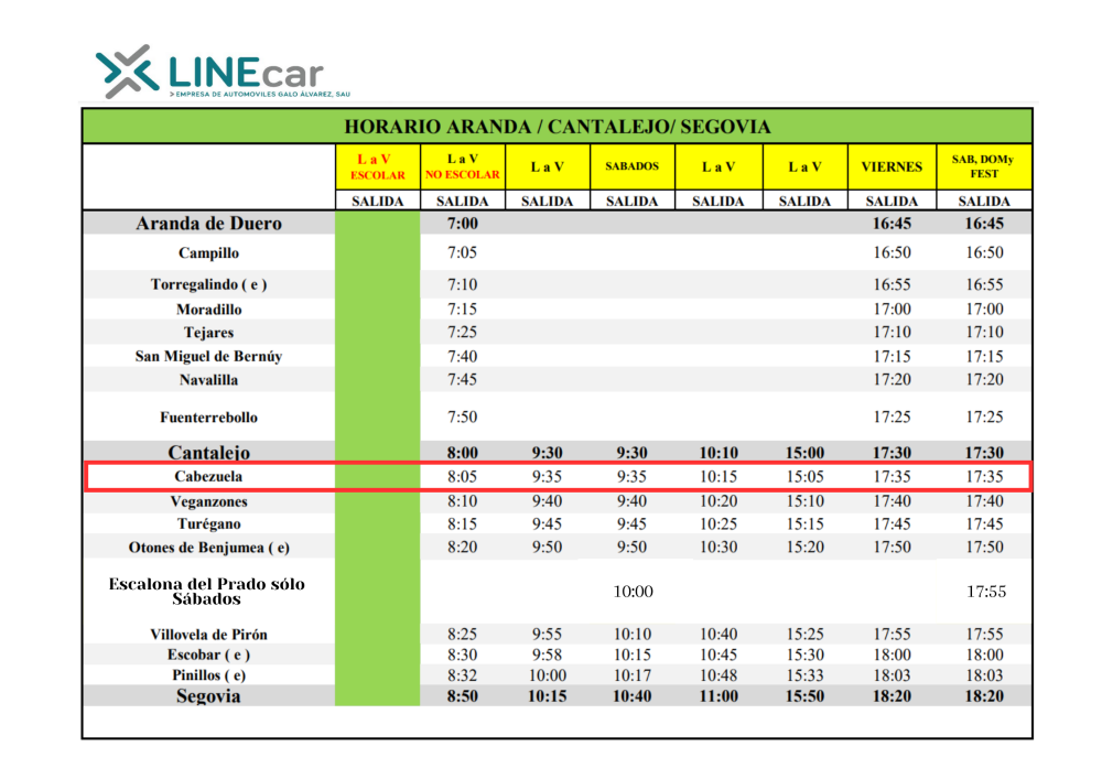 Imagen TRANSPORTE AUTOBÚS SEGOVIA-CABEZUELA